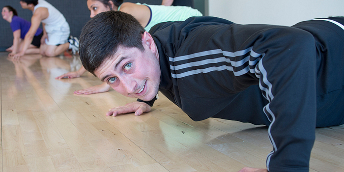 picture of a centennial college student working out in the Ashtonbee Campus gym